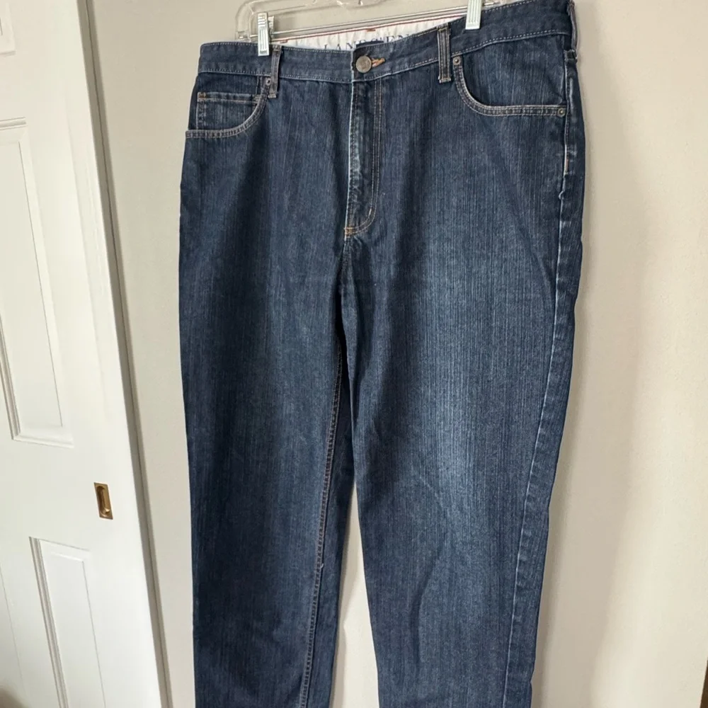 Lands End Jeans Mens 38x31 Dark Wash Denim Traditional Fit Tapered Leg
